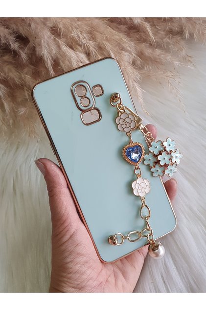 Samsung Galaxy J8 Compatible Floral Stone Pearl Hand Snap Laser Cut Case