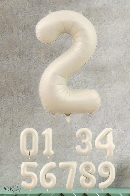 Cream Color Number Foil Balloon