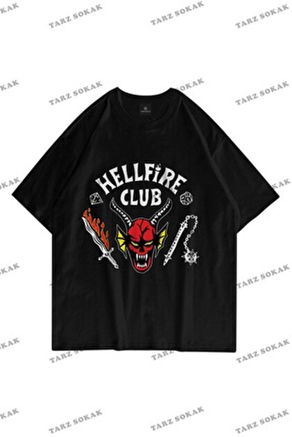 ZOKAWEAR Unisex Oversize Kalıp Hellfire Club Dizi Stranger Things