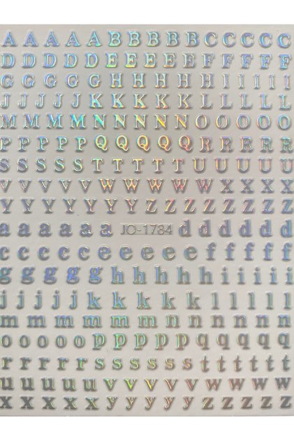 Tırnak Sticker Nail Art Süsleme Etiket Gümüş Harf Sticker