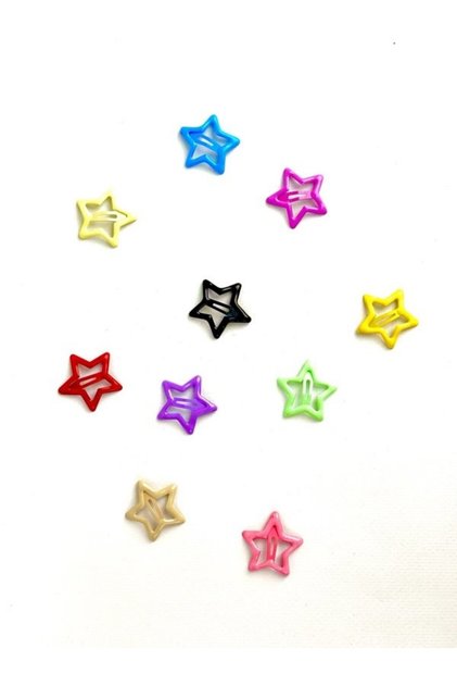 10-Piece Star-Shaped Snap Hair Clips, Mixed Colors, 3cm Size, Glossy Surface
