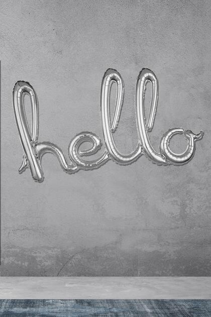 Hello Written Handwritten Shaped Foil Balloon Silver Color