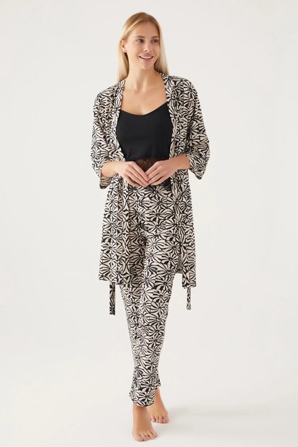 New Season 3-Piece Women's Pajamas Set with Dressing Gown V2