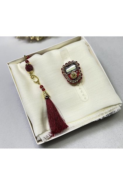 Gazelle Religious Set Head Scarf Pearl Rosary Zikir Matik