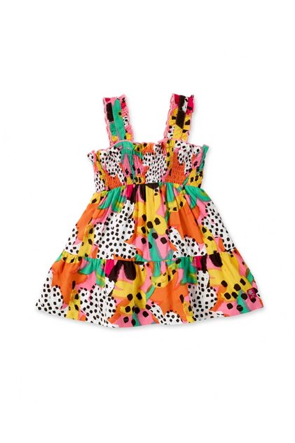 Tropical Patterned Pink Poplin Dress