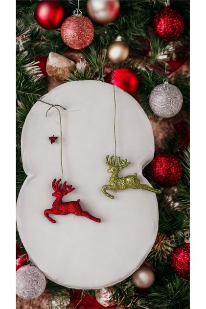 Christmas Tree Ornament Silvery Deer 8 cm 2 Pcs