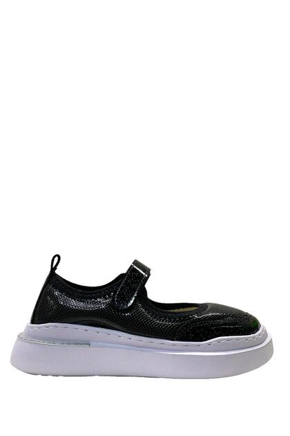 101 Orthopedic Lightweight Girl's Black Patent Leather Comfortable Sports Ballerinas