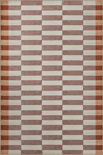 Brown Red Geometric Patterned Decorative Carpet 4191