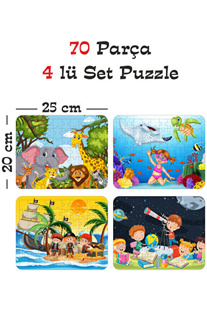 gift plus 70 Parça Ahşap Eğitici Yapboz Puzzle Seti (set 4
