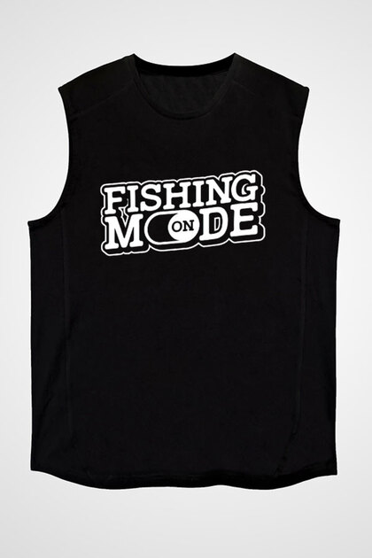 Fisherman Fishing Black Unisex Sleeveless T-Shirt Cut Sleeve T-Shirt