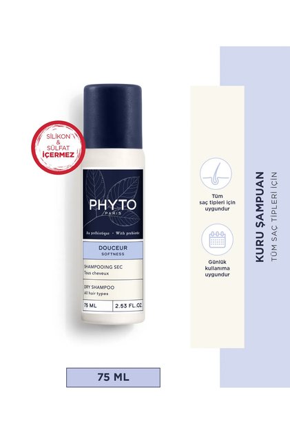 Douceur Softness Dry Shampoo Saçların su kullanmadan temizlenmesine yardımcı kuru şampuan 75ml
