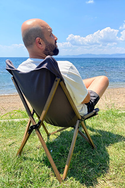 Bag The Joy Ahşap Katlanır Kamp & Bahçe Sandalyesi – Antrasit