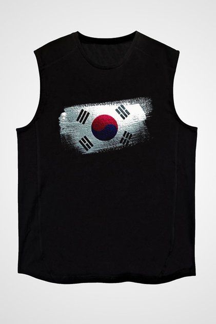 South Korea - South Korea Black Unisex Sleeveless T-Shirt Cut Sleeve T-Shirt