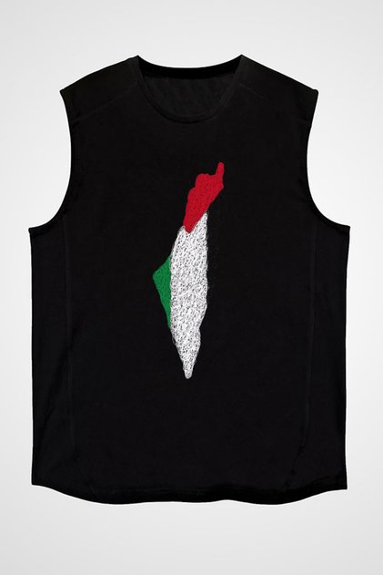 Palestine Black Unisex Sleeveless T-Shirt Cut Sleeve T-Shirt