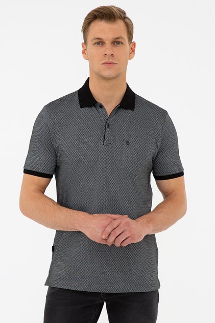 Black Regular Fit Polo Neck T-Shirt