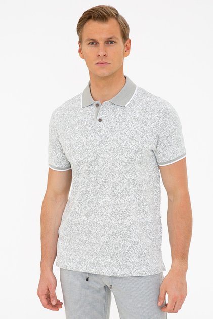 Gray Slim Fit Polo Neck T-Shirt
