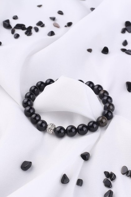 Gold Obsidian Stone Bracelet -300045