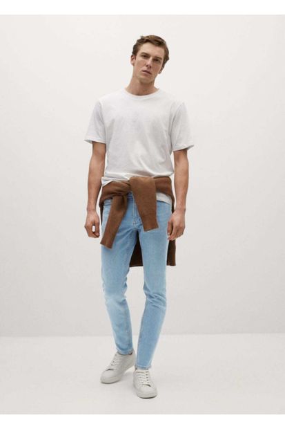 MANGO Man Erkek Açık Mavi Açık Yıkama Skinny Jude Jean Pantolon - 2