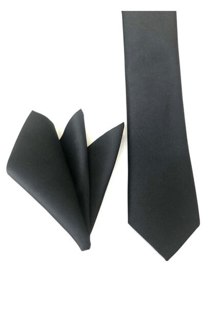 Black / Matte Dupont Slim Tie - with Handkerchief