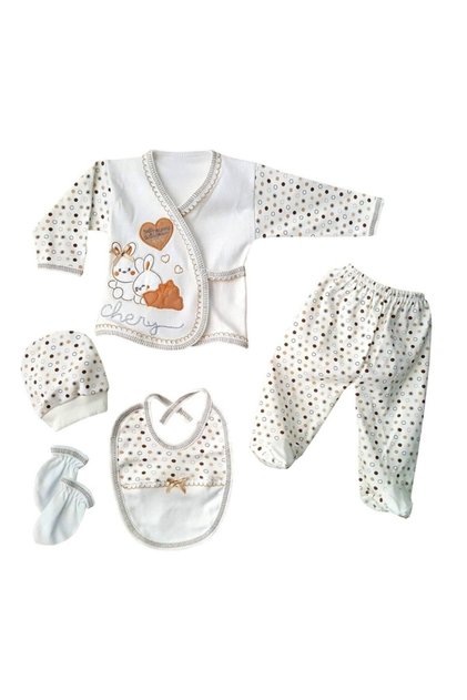 Rabbit Embroidered 5 Pieces Newborn Hospital Exit