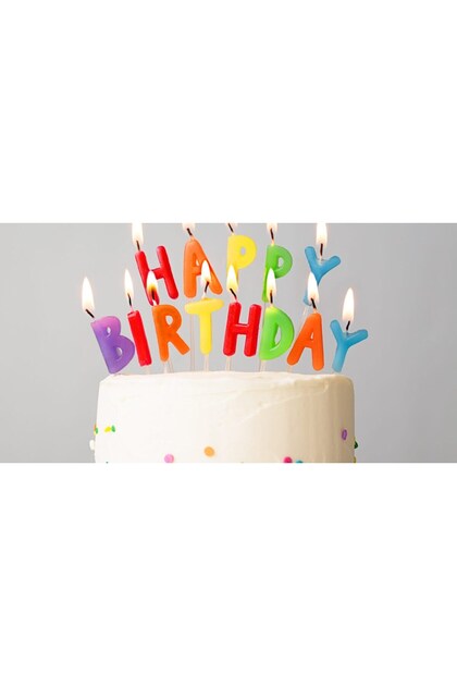 Carnival Colors Happy Birthday Candle