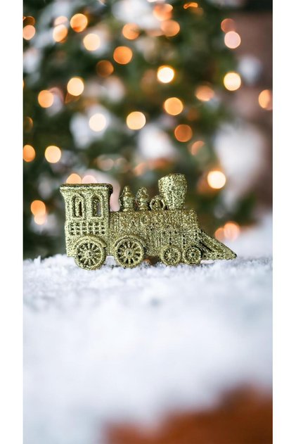 Christmas Luxury Tree Ornament Gold Glitter Train 11 cm 1 Pc