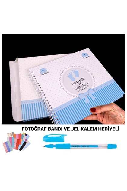 Boxed Pregnancy and Mother Baby Diary Memory Book - Photo Tape and Gel Pen Gift