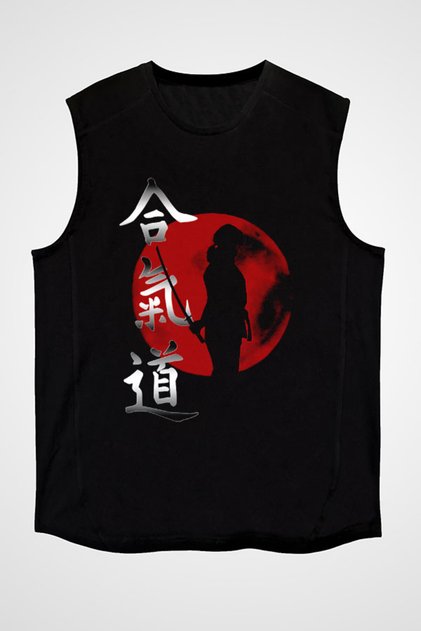 Aikido Black Unisex Sleeveless T-Shirt Cut Sleeve T-Shirt