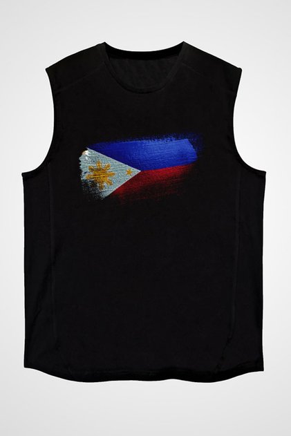 Philippines - Philippines Black Unisex Sleeveless T-Shirt Cut Sleeve T-Shirt