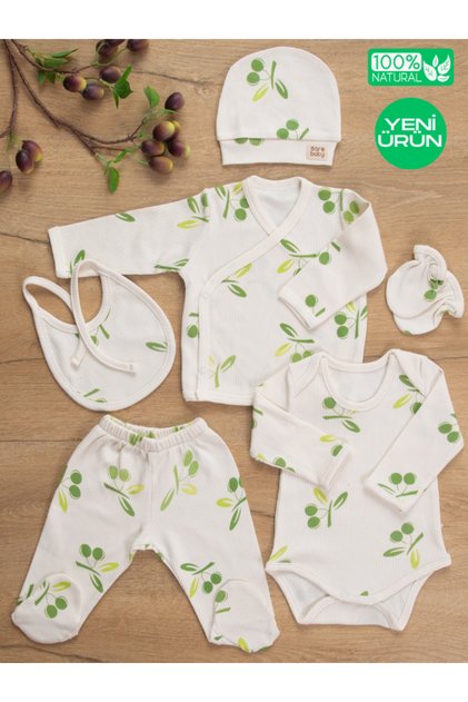 Zeytinim Series Baby Hospital Release Set of 6 Unisex 100% Natural Cotton