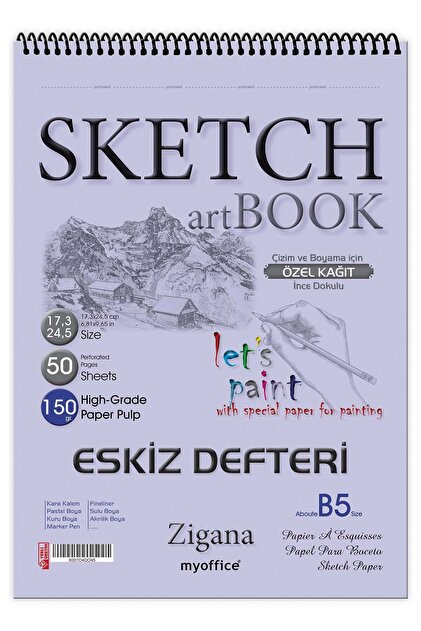Etika Zigana B5 Spiralli Sketchbook 120 Gr. 17,3x24,5 Cm 50 Yp