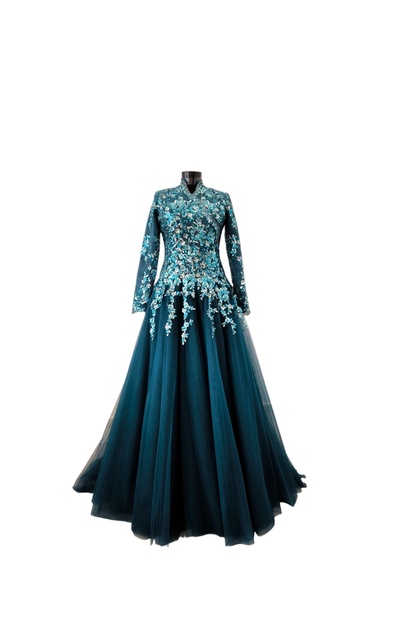 sachin and babi light blue dress Elegant Bridesmaid Outfit – V-Neck Empire Waist Maxi Dress main image 0