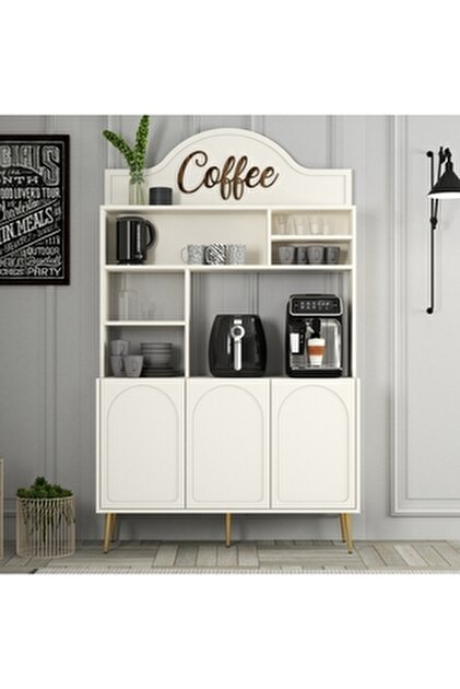 Variant Mobilya Lyon Kahve Köşesi Çok Amaçlı Dolap - Beyaz / Ceviz