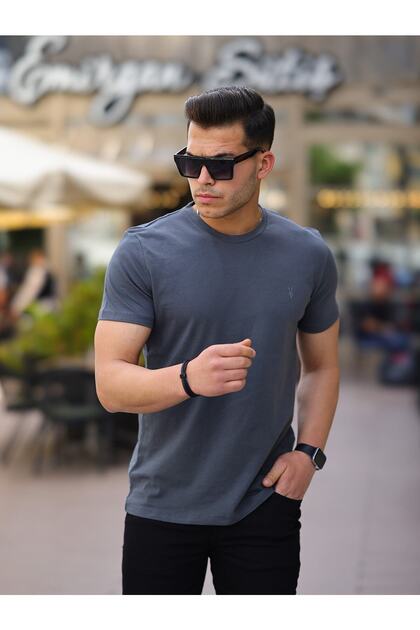 Men's T-Shirt Smoked T-Shirt Standard Crew Neck Plain 100% Cotton Men's T-shirt