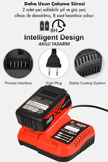 POWER BLACK 58 Vf 5 Ah Metal Şanzıman Çift Akülü Şarjlı Matkap 84