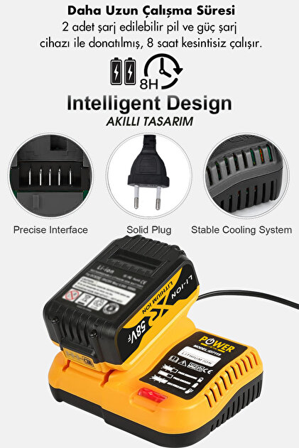 POWER BLACK 58 Vf 5 Ah Metal Şanzıman Çift Akülü Şarjlı Matkap 84