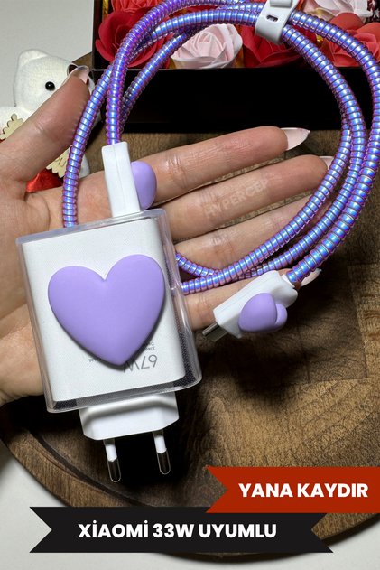 Xiaomi 33w Uyumlu Şeffaf Şarj Başlığı Adaptörü Koruma Kablo Koruyucu 5'li Koruma Seti