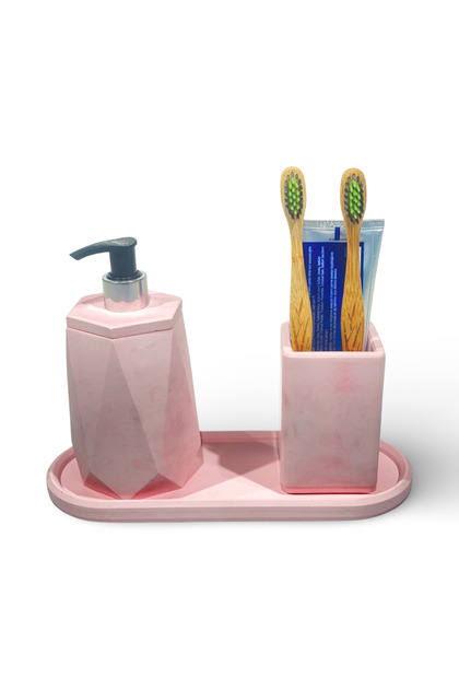 Modern Designed Marble Themed Concrete Bathroom Accessory Set 3 Pieces