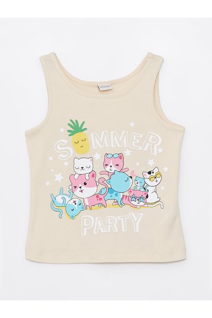 Lcw Eco Crew Neck Printed Girls' Undershirt (S4)