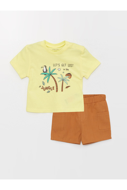 Bicycle Short Short Sleeve Printed Baby Boy T-Shirt and Shorts 2 Piece Set