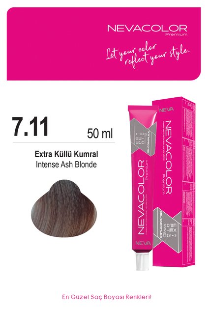 7.11 EKSTRA KÜLLÜ KUMRAL Kalıcı Krem Saç Boyası 50ml