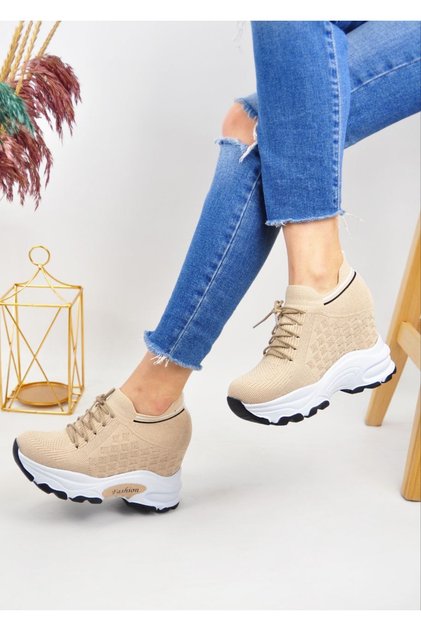 Women's Platform Heel Knitted Athletic Shoes