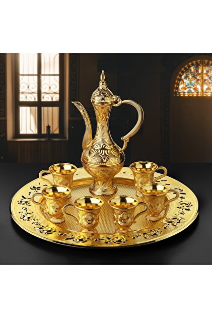 SepetçiBaba Lüks 6 Kişilik Gold Yaldızlı Zemzem Takımı & Şerbetlik