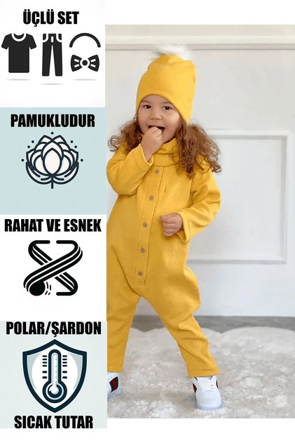 Unisex Saru Jumpsuit with Beanie and Neck Collar Holiday Gift Baby Kids Clothing Girls Boys