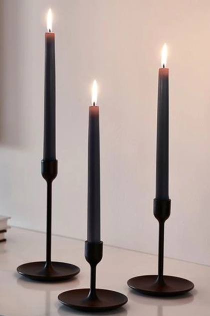 Mum Sedefli 2 Adet Silindir Konik Uzun Ince Konik 2'li Gül Candle 2 Adet Mum