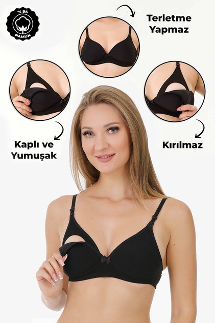 MODAL COVERED NURSING BRA BLACK