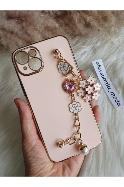 iPhone 15 Compatible Floral Stone Pearl Handheld Laser Case