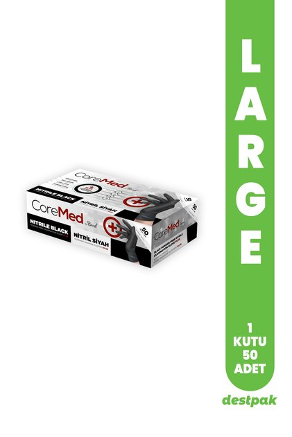 Bimel Coremed Plus Black Nitrile Extra Thick Powder-Free Gloves (LARGE) (1 BOX - 50 PIECES)