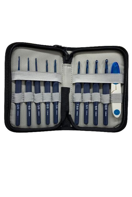 Elegant Blue Çantalı Ergonomik Silikon Tığ Seti FW3