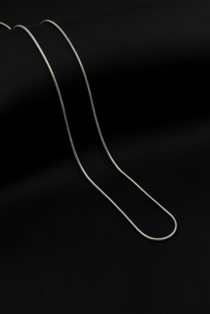 Round Snake Italian Chain Stainless Steel Necklace Silver Color - 1 mm